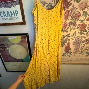 Yellow Reformation Flower Print Maxi Dress